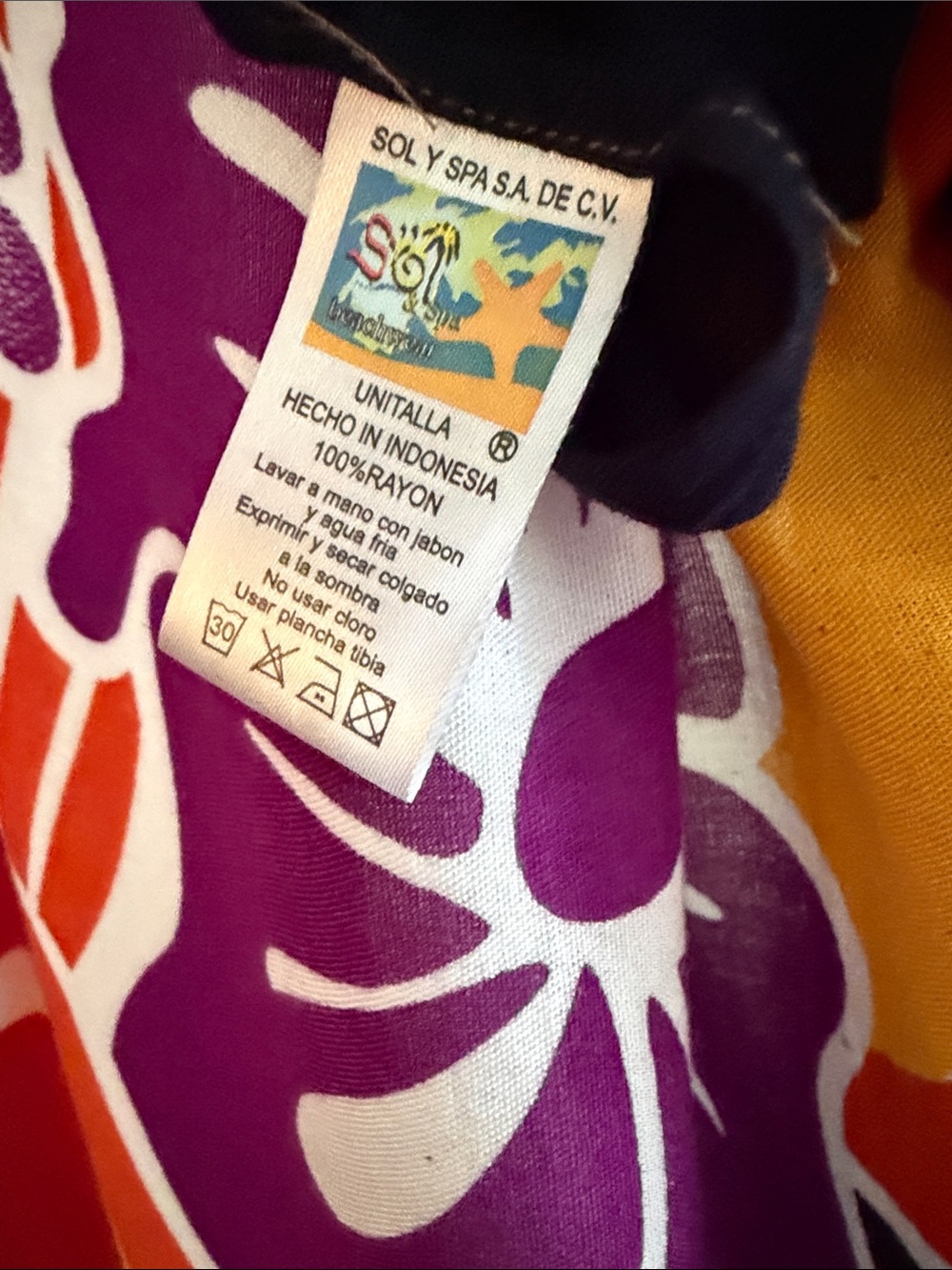 Vibrant Floral Beach Sarong — Black with Red, Purple Orange & Teal Flowers - Picture 6 of 7